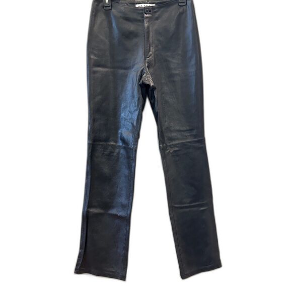 A.M.I. Black Leather Pants - Size 8 - Picture 1 of 3